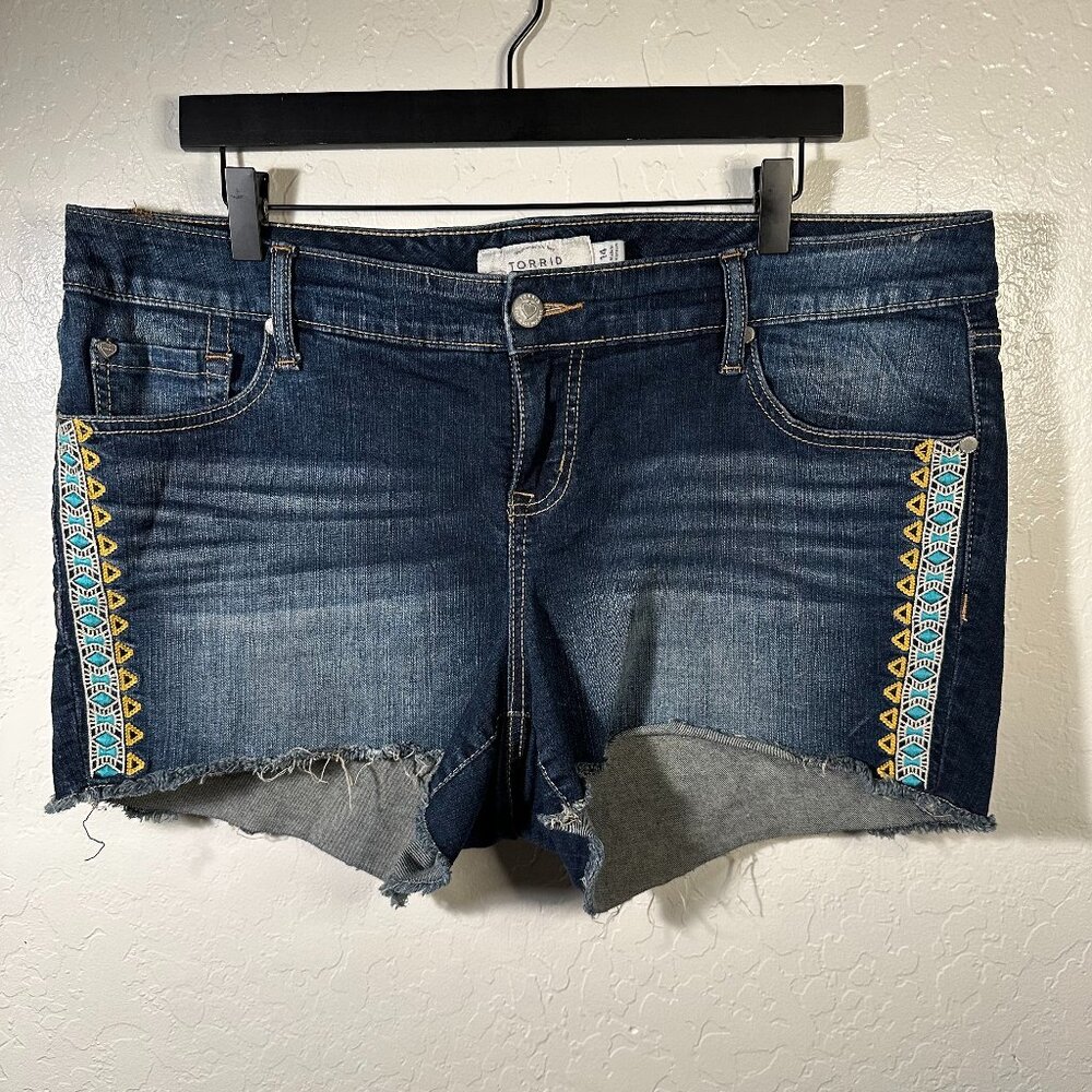 Torrid Boho Embroidered Denim Shorts